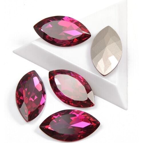 1pcs/pack Fuchsia Color Nail Crystal Stones Navette Shape Pointback Rhinestones For 3D Nails Design Art Decorations
