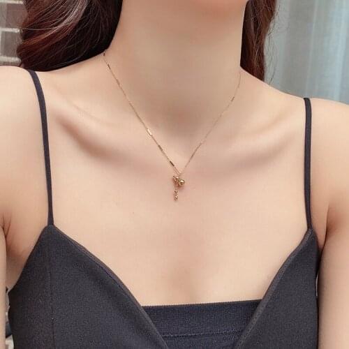 2021 Rose Gold Color Fortunate Gourd Pendant Necklace Fashion Titanium Steel Woman Jewelry Gift Prevent Fade & Allergic