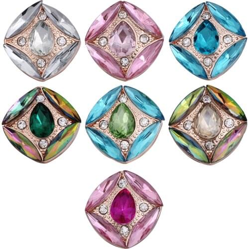 5pcs/lot New 18mm Snaps Jewelry Rhinestone Rose Gold Metal Snap Buttons DIY Ginger Charms Fit Snap Button Jewelry Bracelet