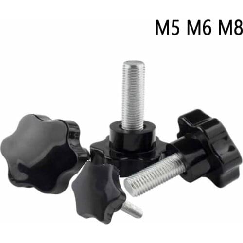 5/10PCS M5 M6 Plastic Black Six Star Torx Handle Screw Knob Bolt Star Knob Thumbscrew