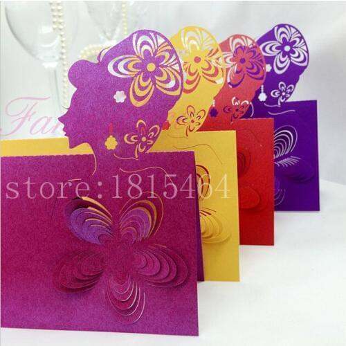 50pcs Laser Cut Hollow out Lovely Girl Flower Fairy Name Place Cards Table Cards Wedding Decora Suplies Free Shipping