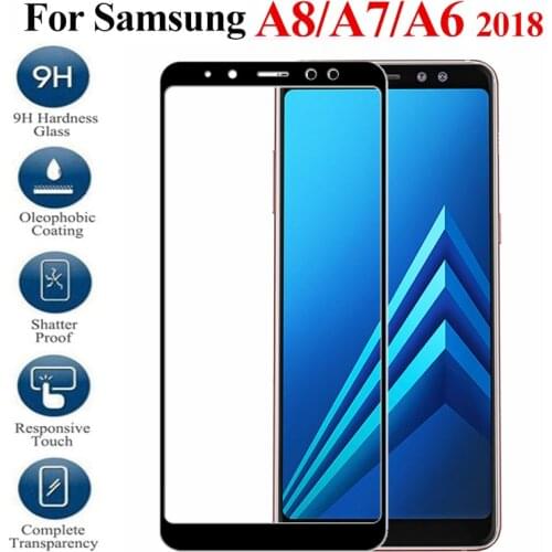 9H Protective Glass For Samsung A8 Tempered Glass On Galaxy A6 A8 Plus A7 SamsungA8 2018 Screen Protector Glass Full Cover