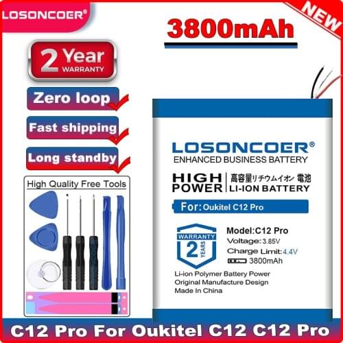 C12Pro C12 Pro Battery for Oukitel C12 Backup Battery for Oukitel C12 Pro 4G 6.18" Mobile Phone Battery MT6739 MTK6739 3800mAh