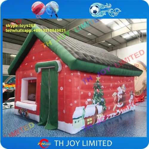 Free door shipping inflatable santa claus house santa grotto, Xmas inflatable cabin, portable inflatable christmas house