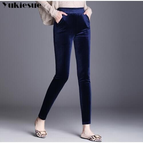 Winter Trousers Women Cashmere 2020 Stretch High Waisted Plus Size Formal Thick Skinny Warm Velvet Pants For Women Bottoms