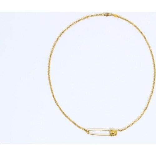 European and American ins minimalist style niche luxury texture paper clip copper pin necklace