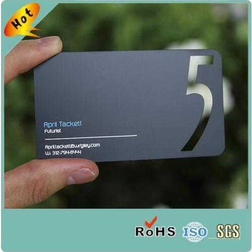 Glossy laser cut metal business card metal card matte black metal business card