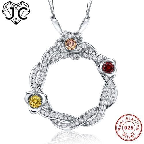J.C Ladys High Quality Morganite Blue Topaz Garnet Solid 925 Sterling Silver Pendant Fine Jewelry for Women Include the Chain