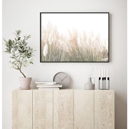 Pampas Grass Canvas Print Painting Minimalist Picture Scandinavian Boho Farmhouse Poster Nordic Style Bedroom Home Decoration