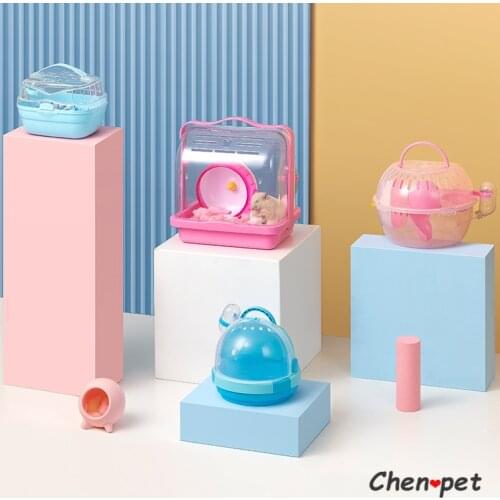 6designs Small Pet Carry Cages for Chinchillas Guinea Pig and Rabbits Hamster Take Out Cages with Toy Small Animal Accessories