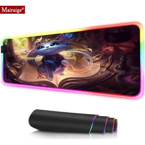 Yummy League Of Legends LED Mousepad RGB Glow Colorful Large Mouse Pad XXL Computer PC Gamer Desk Mat for Laptop Table Pads