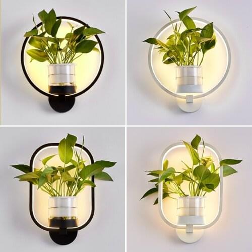 Creative plant wall light bedroom bedside lamp living room art wall decor corridor stairs led light simple modern wall lamps
