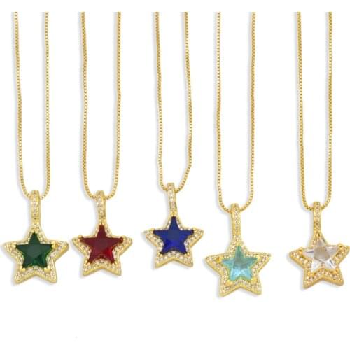 Crystal Stone Statement Necklace Fashion Designer Jewelry Clavicle Chain Summer Style Star Necklace for Women Birthday Gift