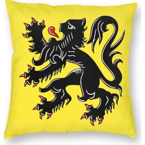 Flandres Flag Square Pillowcover Decoration Flemish Lion Cushion Cover Throw Pillow for Sofa Double-sided Printing