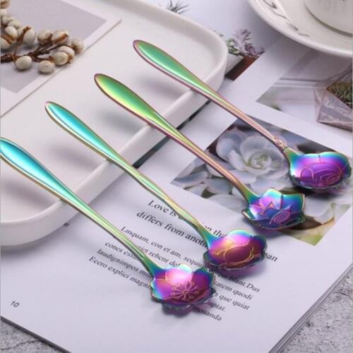 Stirring Spoon Practical Delicate Stainless Steel Long Handle Coffee Mixing Flower Scoop for Home Gift Mixing Spoon