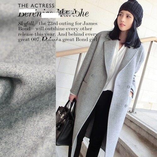 Cute girl grey Warm Bai Xuehui High Quality 90 % Wool Coat Jacket Fabric Imported Goods 150 Wide In Width