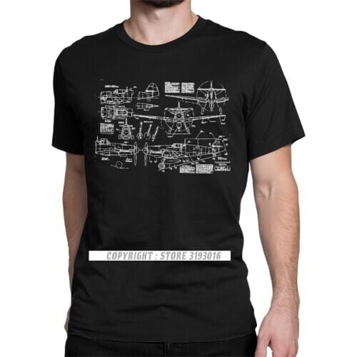 Mens Aesthetic T Shirt Concept Spitfire T Shirts Fighter War Pilot Aircraft Airplane Tops T Shirt Cotton Leisure Camisas