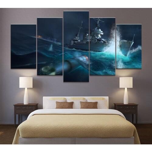 Full square round Diamond painting Game World of Warships embroidery 5 Pieces diamond embroidery Nature Wall Art A2143