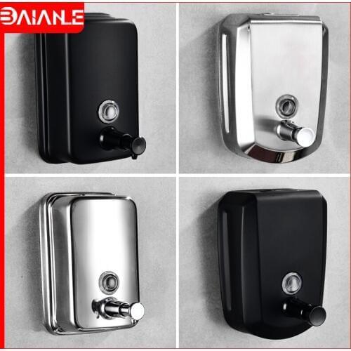 Soap Dispenser Wall Mounted Stainless Steel Kitchen Dispenser Bathroom Shower Gel Shampoo Liquid Soap Dispenser Bottles Black