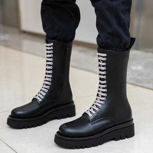 2020 NEW Women Boots Fashion Flat Heel Mid Calf Boots Comforty Platform Autumn Winter Woman Shoes