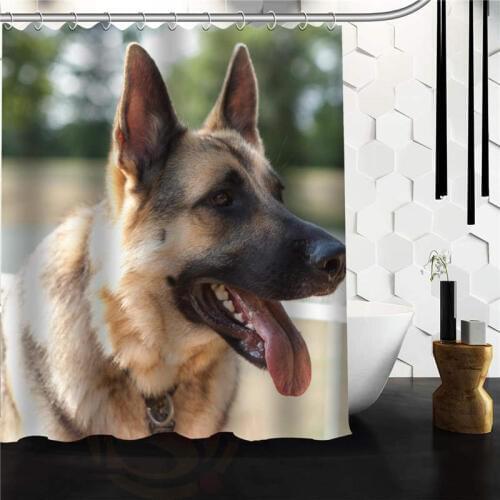 New Arrival Modern Design Bathroom Product Print Cute Pet German Shepherd Dog Polyester Shower Curtain 152x180cm 120x180cm