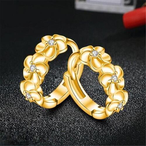 WQQCR NEW new Korean gold 12X5MM jewelry earrings big flower earrings female prisoner fashion elegant sweet summer earrings