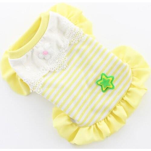 Small Dog Clothes Cute Lace Stripe Dog Vest Shirt Spring Summer Pet Clothing Yorkie Bichon Poodle Pomeranian Schnauzer Costume