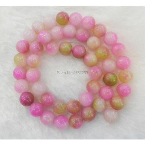 ! Wholesale 8mm Pink Multicolor Kunzite Round chalcedony Loose Beads 15" 2 pcs / lot fashion jewelry JT5920