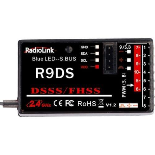 R9DS 2.4G 9CH DSSS Receiver for RadioLink AT9 AT10 Transmitter RC Helicopter Multirotor Support S-BUS