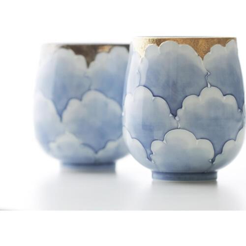 Made in Japan professional classical handmade peony under glazed high quality eco-friendly tea cups and mugs gold sliver color