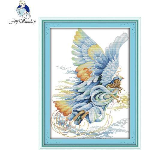 Joy Sunday Flying angel figure Pattern Wall Art Chinese Cross Stitch Kits Embroidery Needlepoint Set for home decoration