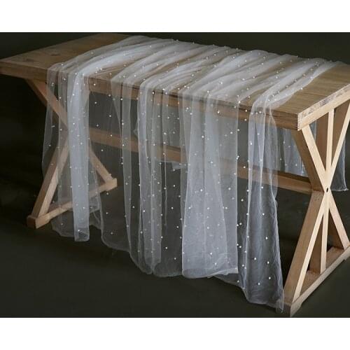 Pearl Gauze Tablecloth Cake Dessert Lace Table Cloth White Table Cover for Wedding Background Cloth Valance Home Decoration