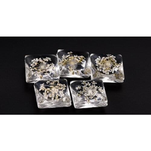 20# No-Hook Hand-made Flower Glass Bead wholesale Natural Dried Flowers For DIY Necklace Jewelry Making Beads #IZ426