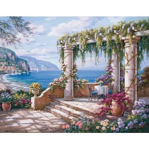 Frameless painting by numbers wall decor diy picture oil painting on canvas for home decor 4050 garden