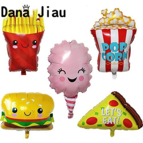 High-quality food foil balloon birthday party decoration Popcorn cake donut Pizza ballon cartoon hamburger kids gift toy inflate