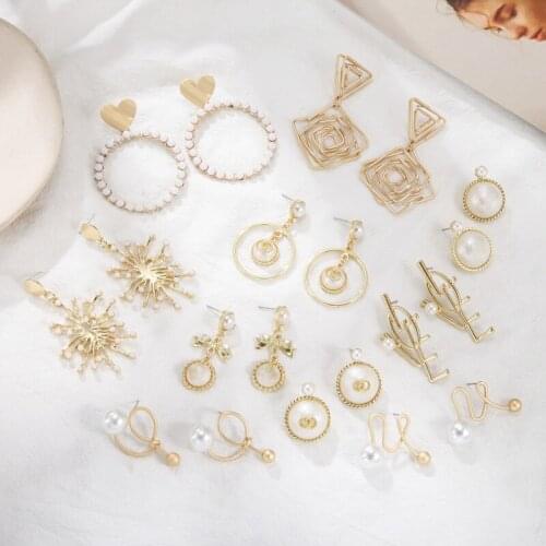 Match-Right Fashion Statement 2020 Big Geometric Pearl Earrings for Women Hanging Dangle Drop Earrings Modern Jewelry SP1039