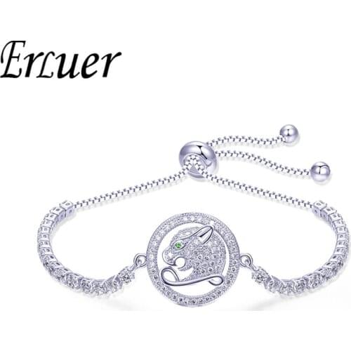 ERLUER 26cm Trendy Adjustable Woman Bracelets Cubic Zirconia Charming Animal Bracelet For Girl Party Gift