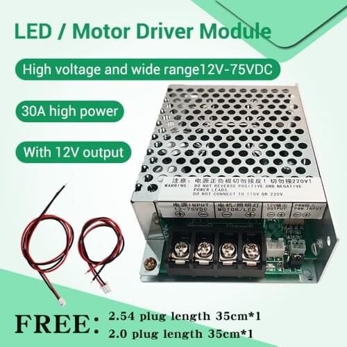ZK-SMG DC 12-75V High Power 30A Breeding Lighting LED Motor Driver Module Controller Stepless Dimming and Speed Regulation