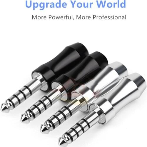 1pc Wire Connector Earphone Plug 5 Pole Stereo Rhodium Plated Copper Balance Interface Audio Jack HiFi Headset Metal Adapter