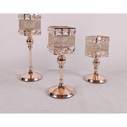 Wedding Centerpieces Decor Bars Gold Candlestick Metal Candle Lantern Tealight Candle Votive Holders