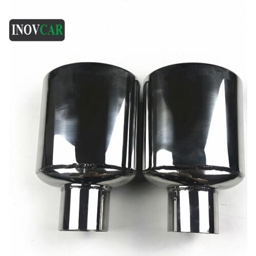 2.13'' Inlet Car Single Exhaust Tail Muffler Pipe Tips Auto Round Silver Stainless Steel Rear Throat Exhaust Pipes 1 Piece