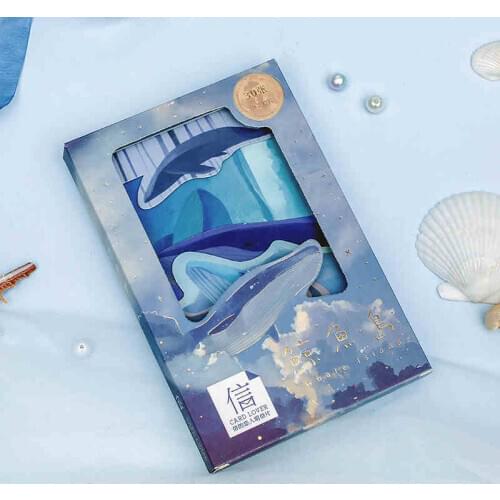 30 Pcs/Set Whale Island Bronzing Postcard Creative Hollow Greeting Cards DIY Journal Decoration Stationery