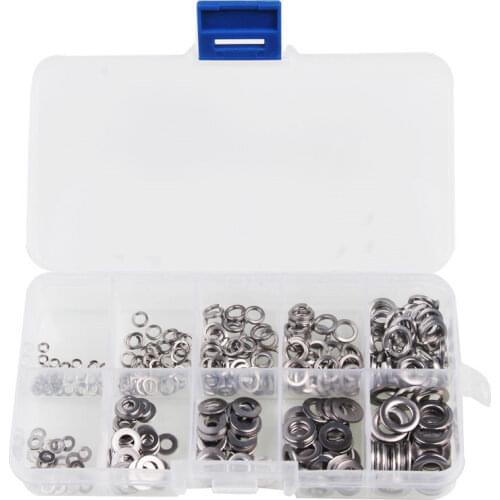 300PCS 2mm 3mm 4mm 5mm 6mm Assorted Stainless Steel Flat Spring Lock Washer Set