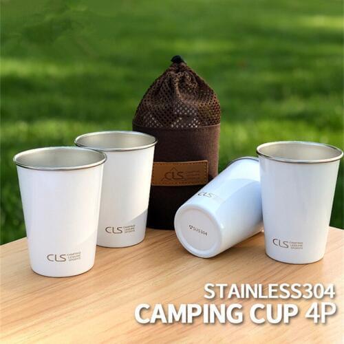 4Pcs/Set Outdoor Stainless Steel Cup Camping Tableware Picnic Tea Coffee Mug Cups Sports Water Bottle For Backpacking Hiking