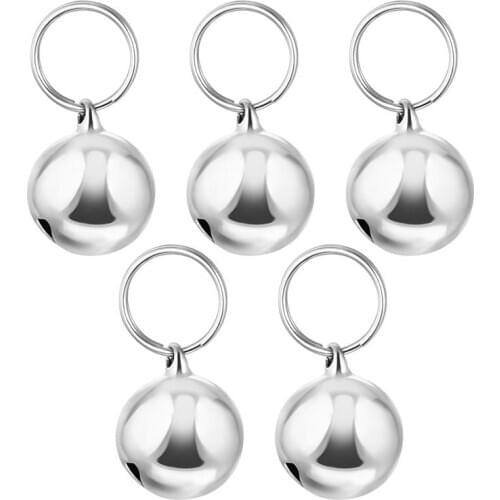 POPETPOP 5PCS 18mm Pendant Bells Pet Accessories Cat Dog Bells Birds Wildlife Decoration (Silver)