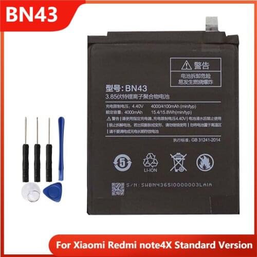 Original Phone Battery BN43 For Xiaomi Redmi note4X Redrice Note4X Standard Version Replacement Rechargable Batteries 4100mAh