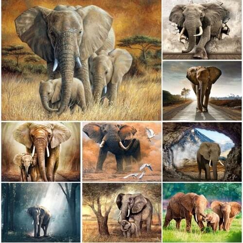 DIY 5D Diamond Painting Elephant Cross Stitch Full Square Drill Diamond Embroidery Mosaic Animals Pattern Rhinestones Decor Gift