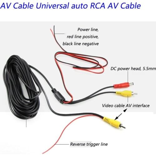 AV Cable Universal auto RCA AV Cable wire harness for car rear view camera parking 6 video extension cable Integrated Line Video