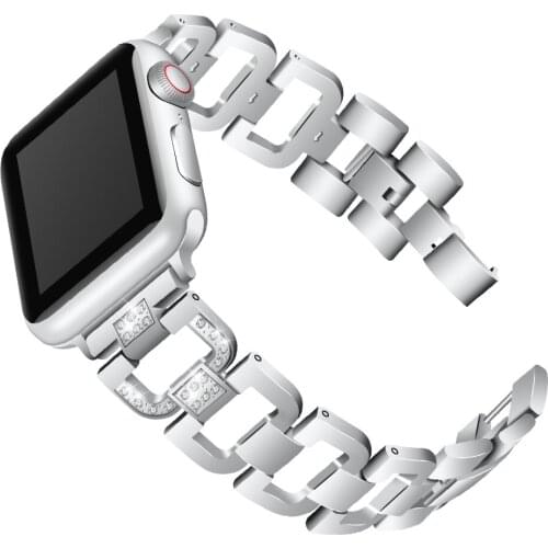 Stainless Steel Strap for Apple Watch Band Rhinestone Diamond Band 38mm 42mm Series for Apple Watch 40mm 44mm Series 4