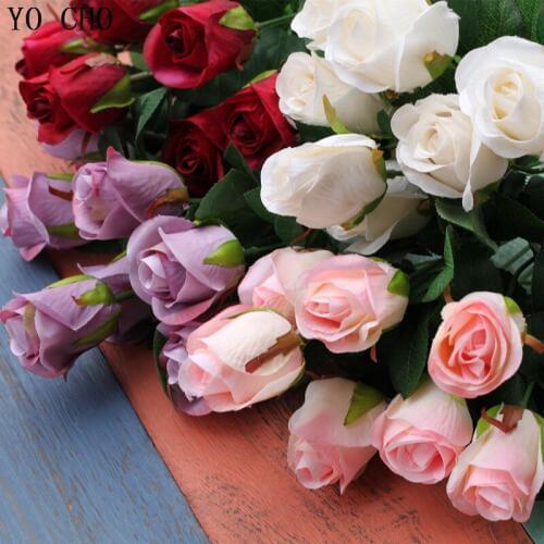 Cheap Artificial White Flower Silk Rose Bride Bouquet Wedding Home Christmas Decoration Accessories For Vase Flowers Arrangement